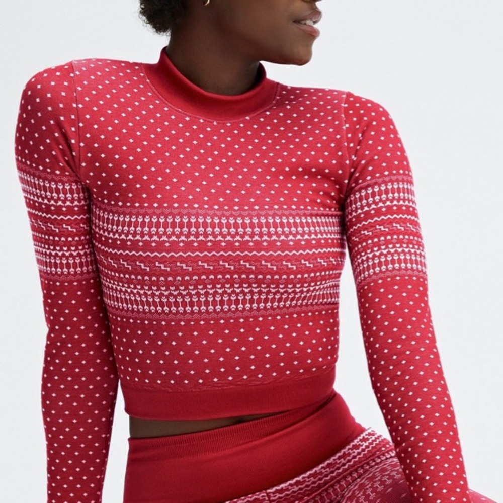 fabletics holly seamless long sleeve cardinal XL NWT